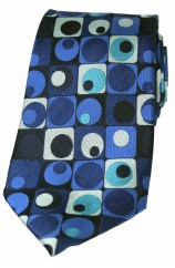 Posh And Dandy Blue Squares and Circles Silk Tie